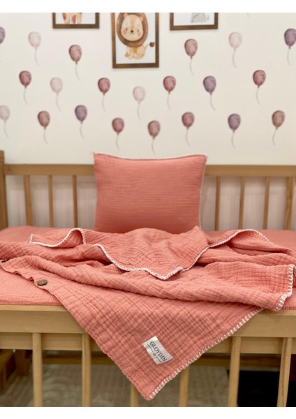 Bebek Müslin Nevresim Takımı Pembe 100 x 150