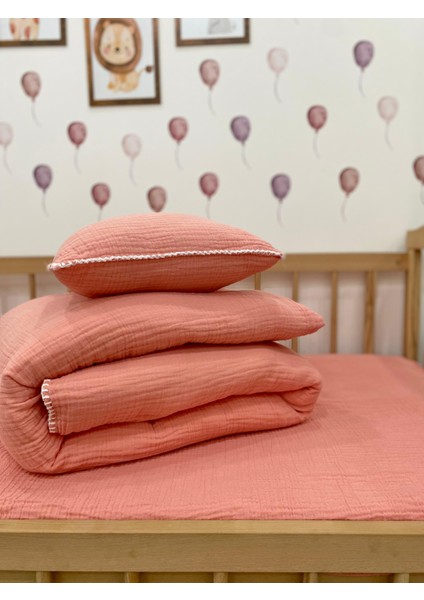 Bebek Müslin Nevresim Takımı Pembe 100 x 150 fırsatları
