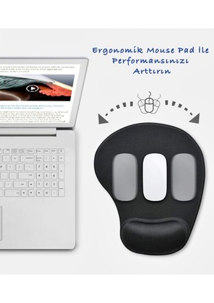 Bilek Destekli Mouse Pad - Kesik Kaymaz Mouse Ped - Fare Pedi - Kesik Oval Mouse Pedi - Oval Kesik Mousepad