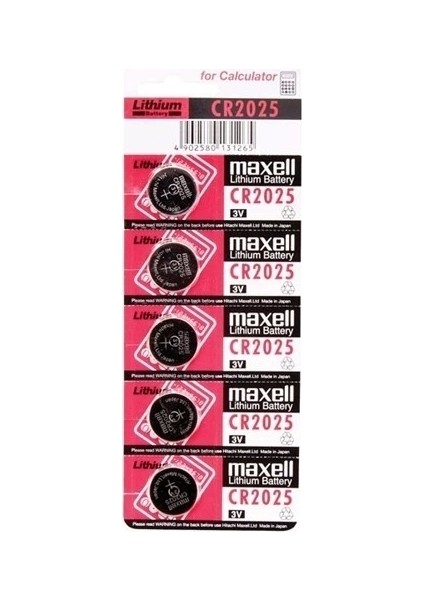 Maxell CR2025 3V Lityum Düğme Pil 5'li Paket