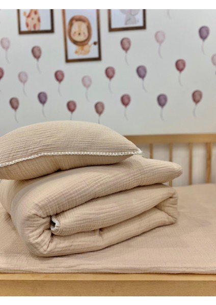 Bebek Müslin Nevresim Takımı Bej 100 x 150 fırsatları
