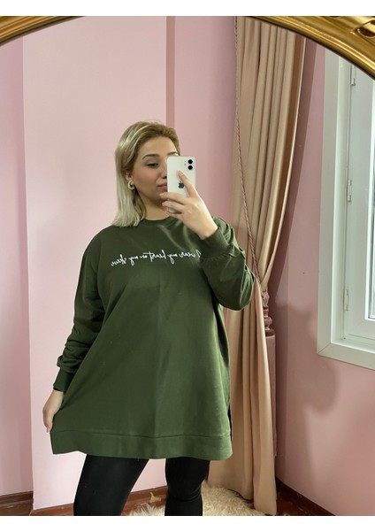 Gokilibutik Kadın Haki Büyükbeden Sweatshirt fiyatları