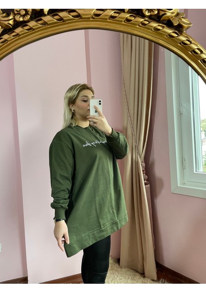 Gokilibutik Kadın Haki Büyükbeden Sweatshirt modelleri