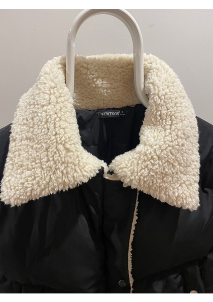 Siyah Peluş Detaylı Şişme Mont fırsatları