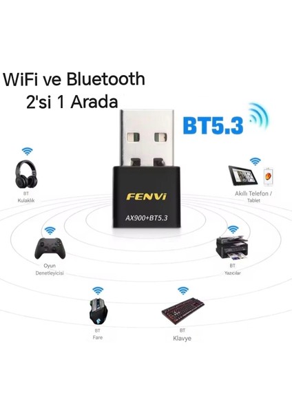 Wifi-6 Wifi+Bluetooth 5.3 Adaptörü CE Sertifikalı Yüksek Çekim Düşük Gecikme Süper Hızlı Çift Bant 900Mbps/5Ghz/2.4Ghz