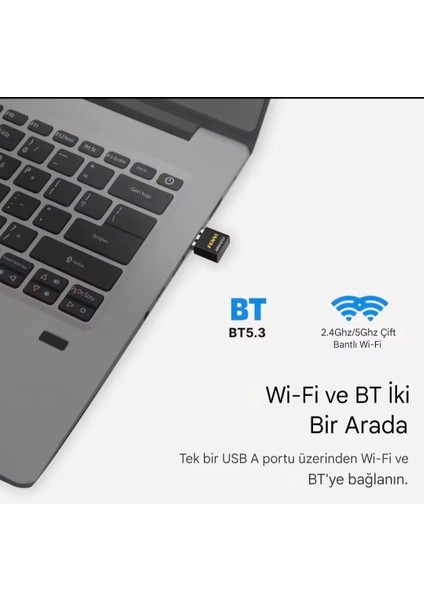 Wifi-6 Wifi+Bluetooth 5.3 Adaptörü CE Sertifikalı Yüksek Çekim Düşük Gecikme Süper Hızlı Çift Bant 900Mbps/5Ghz/2.4Ghz