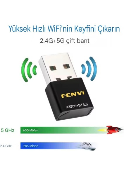Wifi-6 Wifi+Bluetooth 5.3 Adaptörü CE Sertifikalı Yüksek Çekim Düşük Gecikme Süper Hızlı Çift Bant 900Mbps/5Ghz/2.4Ghz