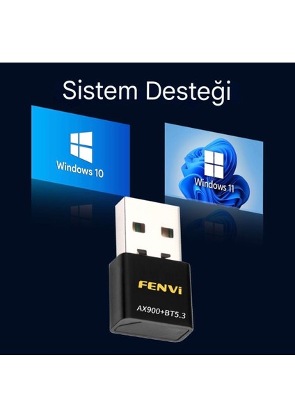 Wifi-6 Wifi+Bluetooth 5.3 Adaptörü CE Sertifikalı Yüksek Çekim Düşük Gecikme Süper Hızlı Çift Bant 900Mbps/5Ghz/2.4Ghz