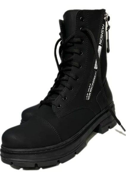 Siyah Şık Sportif Fermuarlı Kadın Bot