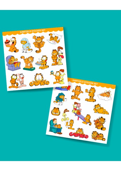 Garfield 2'li Sticker Set Parlak Kağıt