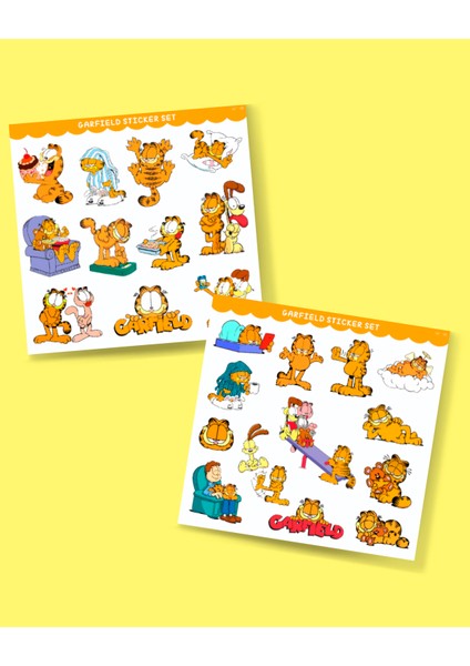 Garfield 2'li Sticker Set Parlak Kağıt