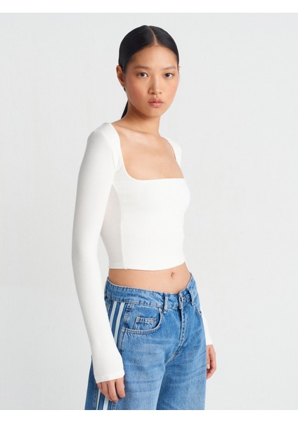 31507 Uzun Kollu Top-Ekru