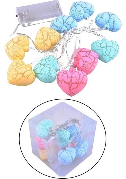 10&amp;apos;lu Renkli Kalp Şeklinde Dekoratif Dolama LED Aydınlatması (4767) - EMY3085-9620