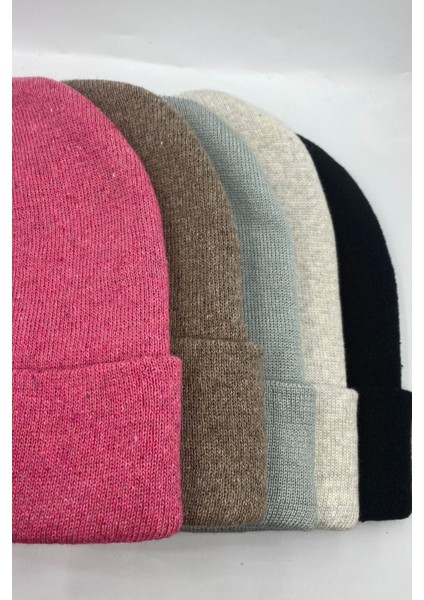 Unisex Düz Basic Katlamalı Kışlık 5'li Bere Takımı fiyatları