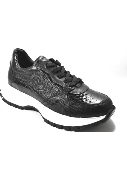1191 Deri Bej Bağlı Sneaker Casual Kadın Ayakkabı
