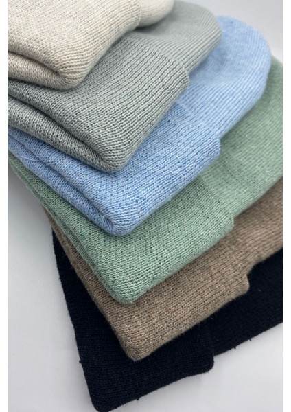 Unisex Düz Basic Yerli Üretim Katlamalı Kışlık 6'lı Bere Takımı