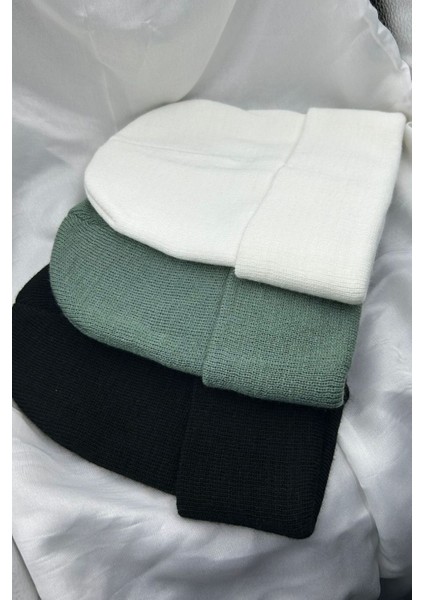 3 Adet Unisex Erkek Kadın Esnek Rahat Kullanım Kışlık Rüzgar Geçirmez Siyah,beyaz,yeşil Bere