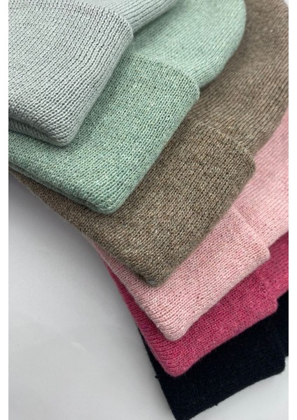 Unisex Düz Basic Yerli Üretim Katlamalı Kışlık 6'lı Bere Takımı