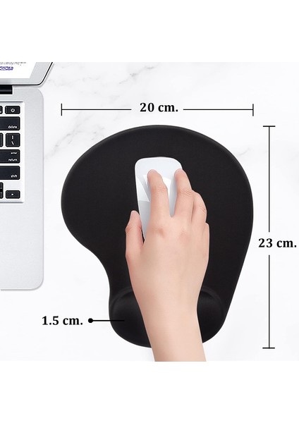 Bilek Destekli Mouse Pad - Kesik Kaymaz Mouse Ped - Fare Pedi - Kesik Oval Mouse Pedi - Oval Kesik Mousepad