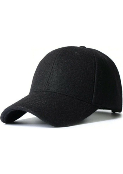 Tekno Trust Kaşe Kumaş Kışlık Arkasından Ayarlanabilir Unisex Siyah Şapka