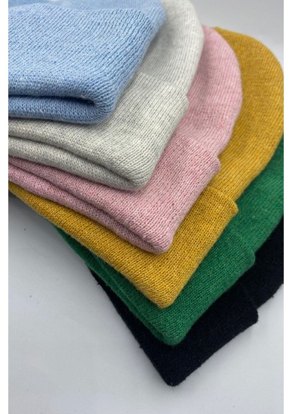 Unisex Düz Basic Yerli Üretim Katlamalı Kışlık 6'lı Bere Takımı