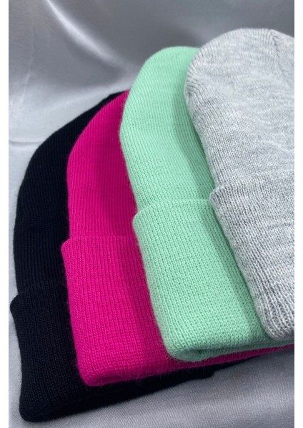 Unisex Düz Basic Katlamalı Kışlık 4'lü Bere Takımı fiyatları