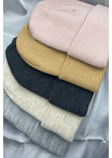 Unisex Düz Basic Katlamalı Kışlık Yerli 5'li Bere Takımı