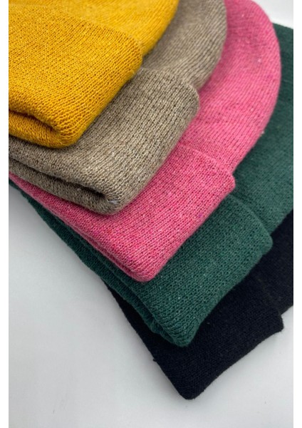 Unisex Düz Basic Katlamalı Kışlık 5'li Bere Takımı fiyatları