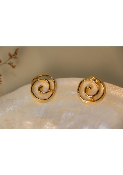 Spiral Altın Gold Renk Kadın Küpe