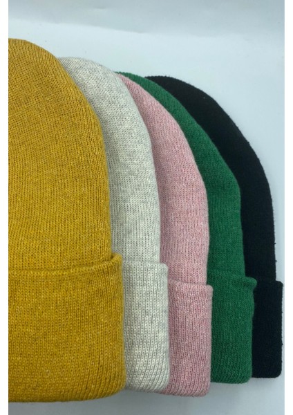 Unisex Düz Basic Katlamalı Kışlık 5'li Bere Takımı fiyatları