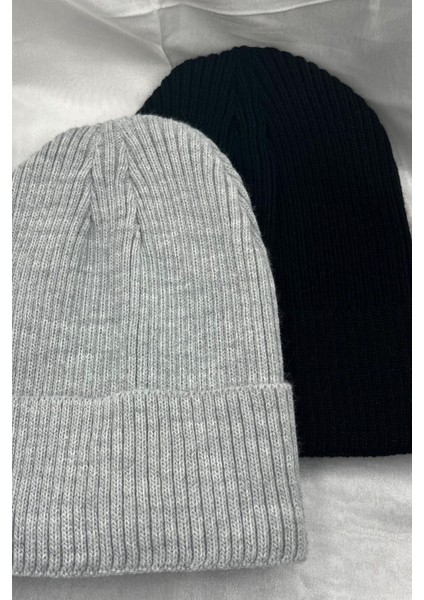 2 Adet Erkek ve Kadın Yumuşak Dokulu Fitilli Kışlık Siyah Gri Rengi Bere Set fiyatları