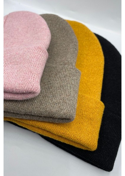 Unisex Düz Basic Katlamalı Kışlık 4'lü Bere Takımı fiyatları