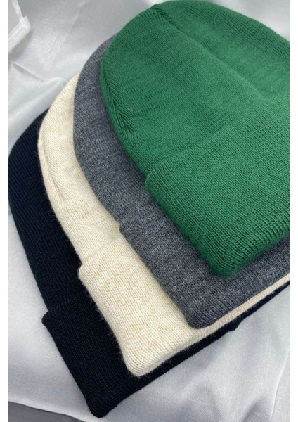 Unisex Düz Basic Katlamalı Kışlık Yerli 4'lü Bere Takımı