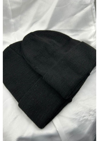 2 Adet Unisex Erkek Kadın Esnek Rahat Kullanım Kışlık Rüzgar Geçirmez 2'li Siyah Bere