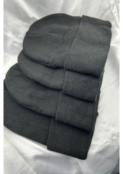 4 Adet Unisex Erkek Kadın Esnek Rahat Kullanım Kışlık Rüzgar Geçirmez Siyah Bere