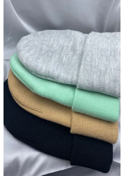 Unisex Düz Basic Katlamalı Kışlık 4'lü Bere Takımı fiyatları