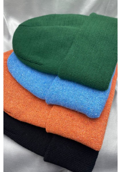 Unisex Düz Basic Katlamalı Kışlık Yerli 4'lü Bere Takımı