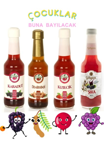 Demirhindi-Karadut-Kızılcık-Üzüm Şıra- 250 ml