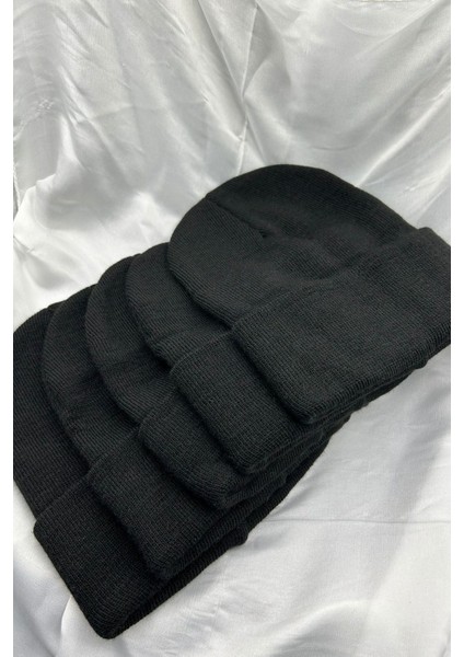 5 Adet Unisex Erkek Kadın Esnek Rahat Kullanım Kışlık Rüzgar Geçirmez 5'li Siyah Bere