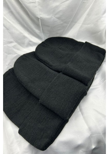 3 Adet Unisex Erkek Kadın Esnek Rahat Kullanım Kışlık Rüzgar Geçirmez 3'lü Siyah Bere