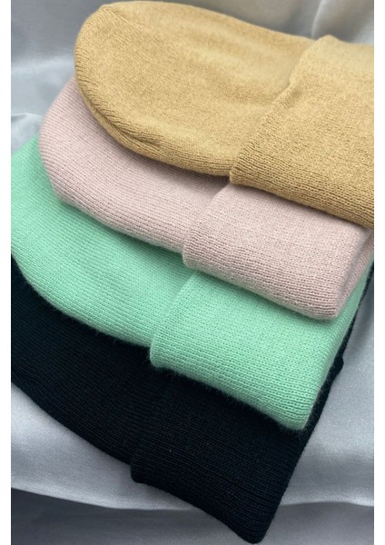 Unisex Düz Basic Katlamalı Kışlık 4'lü Bere Takımı fiyatları