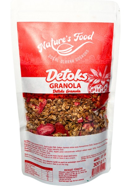 Detoks Granola 300 gr Katkısız Koruyucusuz 1. Kalite Ürünlerden Hazırlanmış Doğal İçerik fırsatları