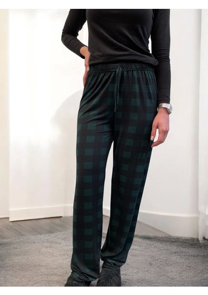 Freshness 801 Bayan Beli Lastikli Ekose Süet Tek Pijama Altı