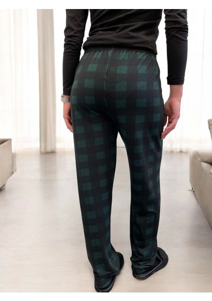 Freshness 801 Bayan Beli Lastikli Ekose Süet Tek Pijama Altı modelleri