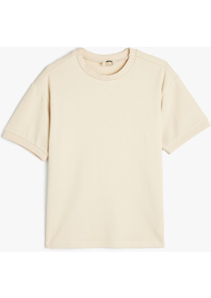 Oversize Basic Tişört Kısa Kollu Bisiklet Yaka Pamuklu