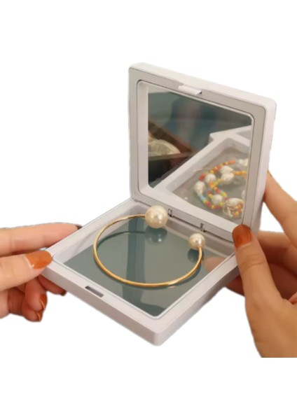 Saklama Takı Kutusu Güvenli Şeffaf Film Çerçeveli Geniş Boyutlu 11 cm x 11 cm Standlı 3D Saklama Kutusu fiyatları