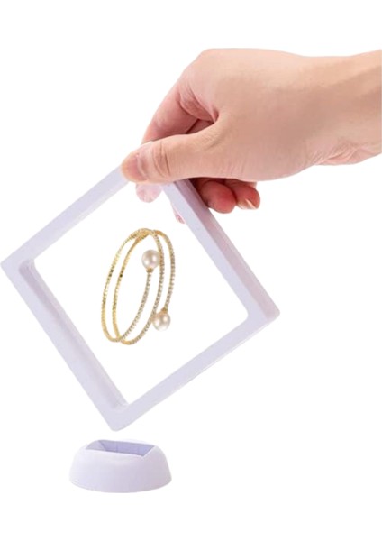 Saklama Takı Kutusu Güvenli Şeffaf Film Çerçeveli Geniş Boyutlu 11 cm x 11 cm Standlı 3D Saklama Kutusu fırsatları