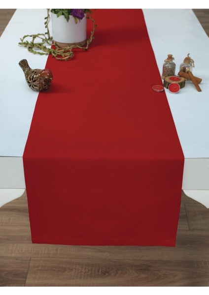 Yılbaşı Sunum Kırmızı Runner Amerikan Servis Pamuklu Runner Masa Sunum Takımı Runner 40X140