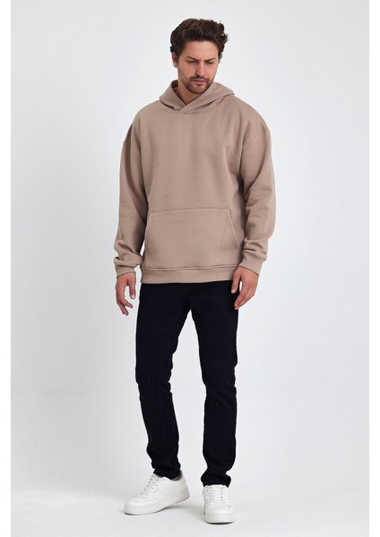 Bafatex Erkek Oversize 3 Iplik Kapşonlu Sweatshirt Krem fiyatları