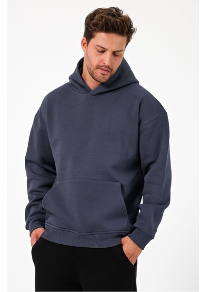 Bafatex Erkek Oversize 3 Iplik Kapşonlu Sweatshirt